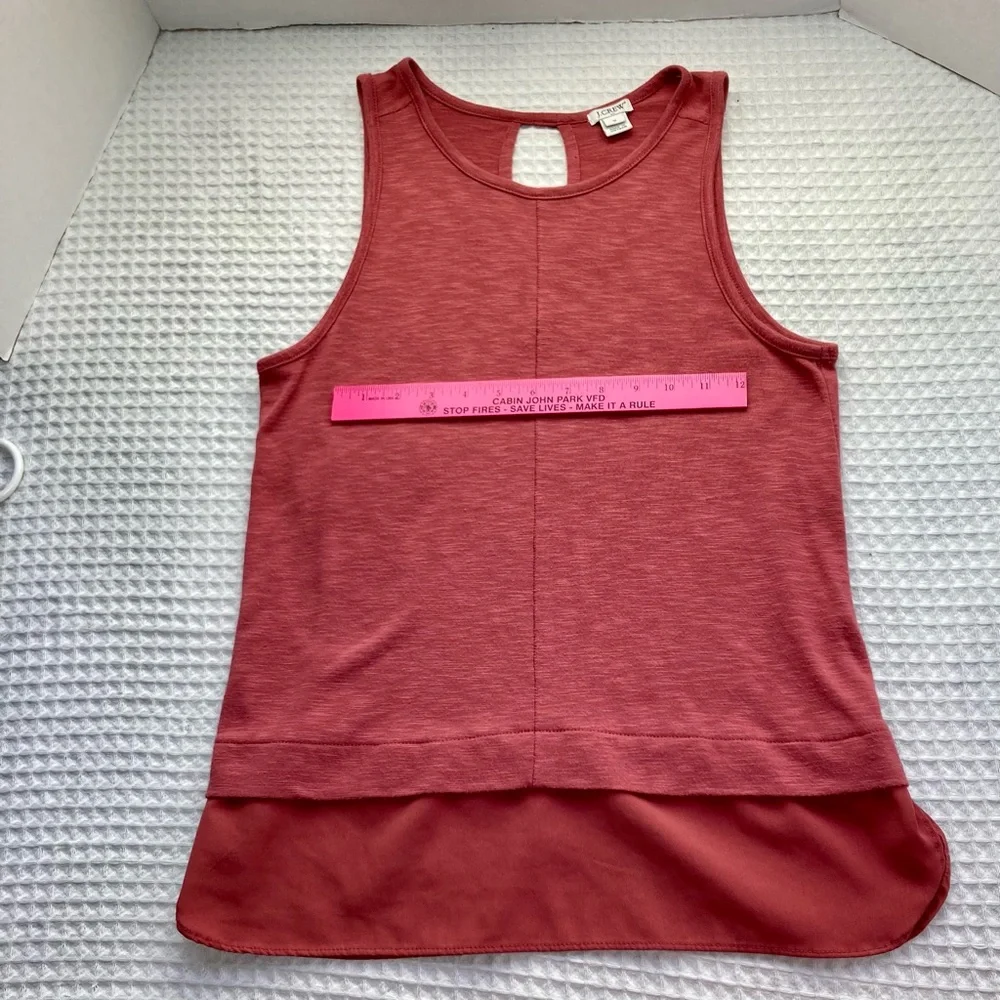 J Crew Tiered Keyhole Tunic Tank Top Rose Deep Pink Womens Medium
